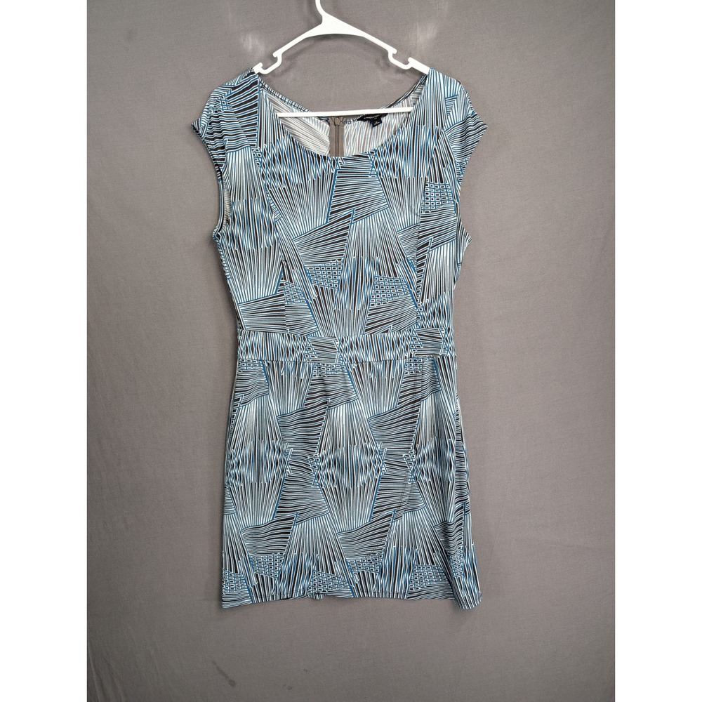 Banana Republic Blue Geometric Cap Sleeve Sheath Dress Size 8